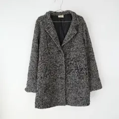 LE SOUK モノトーン ウール 混合 ツイード ジャケット コート