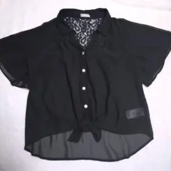 アクシーズファム シースルー シャツ レース ブラック М axes femme