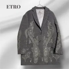 ETRO ペイズリーゴールド刺繍入りテーラードジャケット ミドルコートのサムネイル