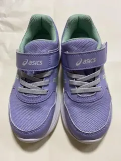 18.5cm asics アシックス スニーカー キッズ むらさき グリーン