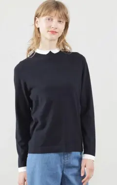 今季美品 UNITED ARROWS ネイビー 長袖 カーディガン フリル付き