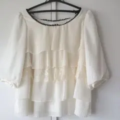 レディースシフォン五分袖ブラウス　卒入学　フォーマル