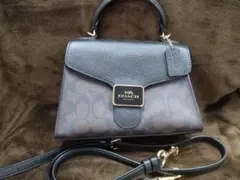 【美品】COACH　コーチ　ペッパーサッチェル　シグネチャー　ハンドバッグ