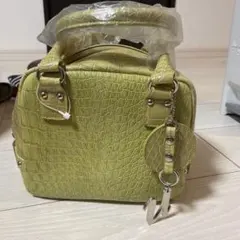 ライムグリーン クロコダイル風 ハンドバッグ