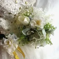 ウェディングブーケ＆ブートニアセット♡ ホワイト