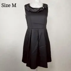 【美品 上品】アクシーズファム M ワンピース ドレス 黒 襟ベロア クラシカル