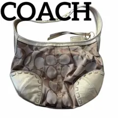 【美品】COACH ハンドバッグ ワンショルダー 肩掛け シグネチャー ゴールド