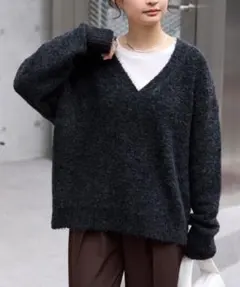 MONO-MARTミックス ブークレー オーバーサイズ Vネック ニット