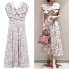 SNIDEL ラッフルカラーワンピース ピンク