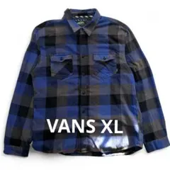 VANS バンズ フランネルシャツ チェックシャツ 青 黒 古着 ストリート