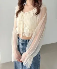 Heather ヘザー　チュールボレロ　キャミ　クリーム色