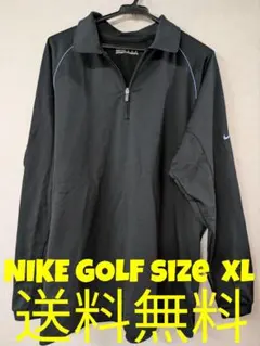 ナイキゴルフ FIT DRY ハーフジップ 長袖 刺繍 黒 裏起毛 XL