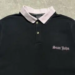00s SeanJohn ショーンジョン 刺繍 半袖ポロシャツ ブラック ピンクのサムネイル