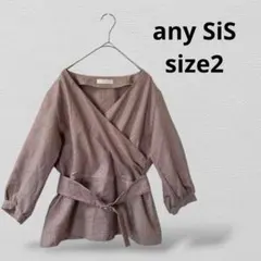 any SiSエニィスィス　チェック柄ラップチュニック 7分袖　ライトブラウンのサムネイル