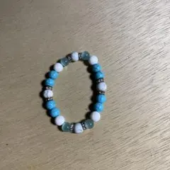 ターコイズ・ホワイトビーズブレスレット
