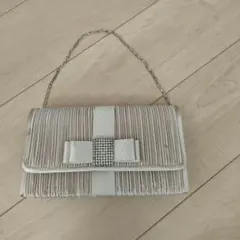 シルバー プリーツデザイン ハンドバッグ