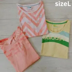 L●3点セット●アディダス●プーマ●スポーツ●Tシャツ●ジム●ヨガ●ウォーキング