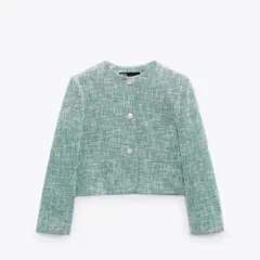 zara クロップドテクスチャーブレザー