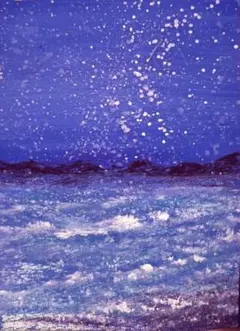 k*o様 絵画 アクリル画 原画 三日月 空 星 月 風景画 テクスチャー