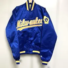 90年代 MLB サテンジャンパー ミルウォーキー ブリュワース L　未使用のサムネイル