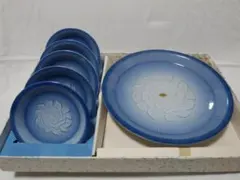 ②（有田焼）青い花模様の皿 6枚セット（大皿1枚、小皿5枚）