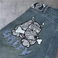 極美品　GALFY ガルフィー 部族長 刺繍 デニムパンツ 大型犬