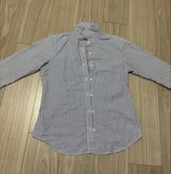 青と白のストライプ 長袖シャツ