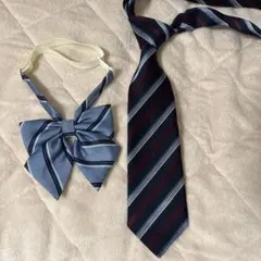 青色ボウタイとストライプネクタイセット