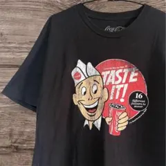 フェード ◎ 両面プリント レア Coca-Cola ブラック ビッグロゴT L