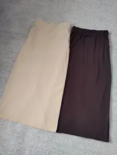 DISCOAT/リブカットナロースカート/ ベージュ.ダークグレー/ 2色セット