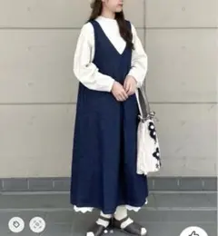 新品★サマンサモスモスの着回し力アップデニムジャンスカ★ネイビー