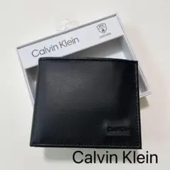 カルバンクライン 財布 ウォレット コンパクト シンプル 二つ折り 黒 レザー