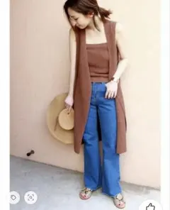 未使用＊plage プラージュ 片畦ロングジレ ロングベストのサムネイル
