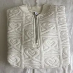 ZARA ハーフジップ スウェット ハート柄 エンボス加工 Mのサムネイル