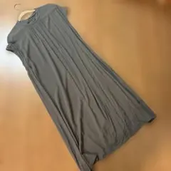 晴れ色　カーキグレー ノースリーブ ロングワンピース　レーヨン100%