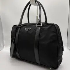 PRADA ハンド バッグ ボストン ナイロン ロゴプレート ブラック