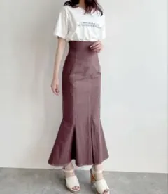 COCODEAL ストレッチコットンウォッシュハイウエストマーメイドスカート　M