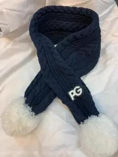 ▼ PEARLY GATES PG ボンボン ニット マフラー ネイビー