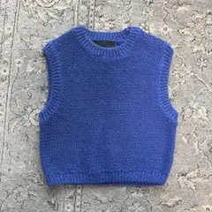 新品未使用　ZARAザラ　ショートニットベスト　ノースリーブ　青ブルー　完売品