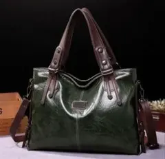 ダークグリーン トートバッグ 合成皮革