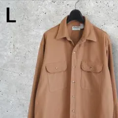 80s JCペニー JC PENNY　白タグ　長袖　シャモアシャツ　ベージュ　L