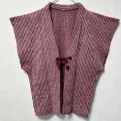 希少⭐️高島屋 大塚末子 創作 100%ウール 織りベスト 着物コート 赤紫