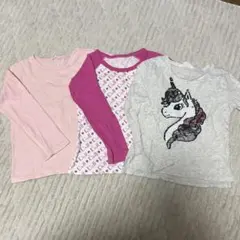 長袖　女の子　まとめ売り　120 ３枚セット　保育園着　長袖Tシャツ　洗い替え