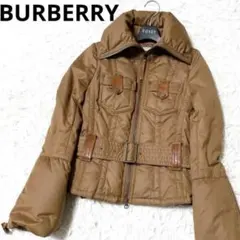 美品♡ バーバリー ダウンジャケット レザー チェック ブラウン 38 ベルト