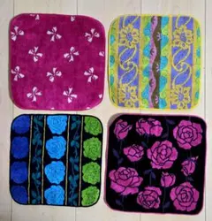 新品未使用　薔薇　リボン　のデザイン タオルハンカチ 4枚セット　今治産