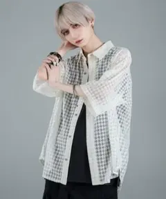 ADRER ルーズシルエットレース　シアーシャツ　千鳥格子　アドラー