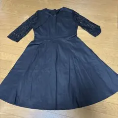 ブラック フレアドレス Lサイズ レーススリーブ