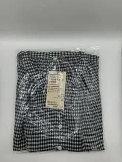 婦人　強撚ボイル　フレンチスリーブブラウス　黒チェック　M