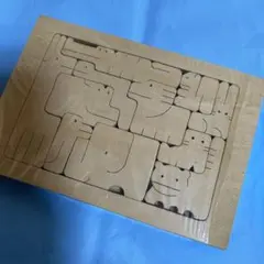 木製　パズル　「動物園」積み木　木のおもちゃ