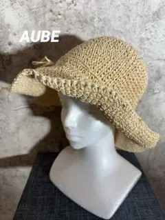 AUBE 麦わら帽子 ストローハット キャップ　帽子　オーブ　中折れハット